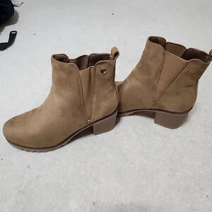 Brown heeled booties size 8